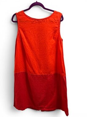 Fog Linen Work 100% Linen Colourblock Shift Midi Dress Size M
